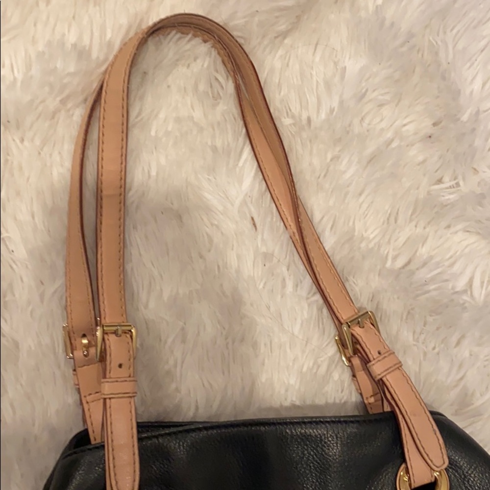 Michael Kors Black Purse with tan and gold accents - Picture 6 of 8